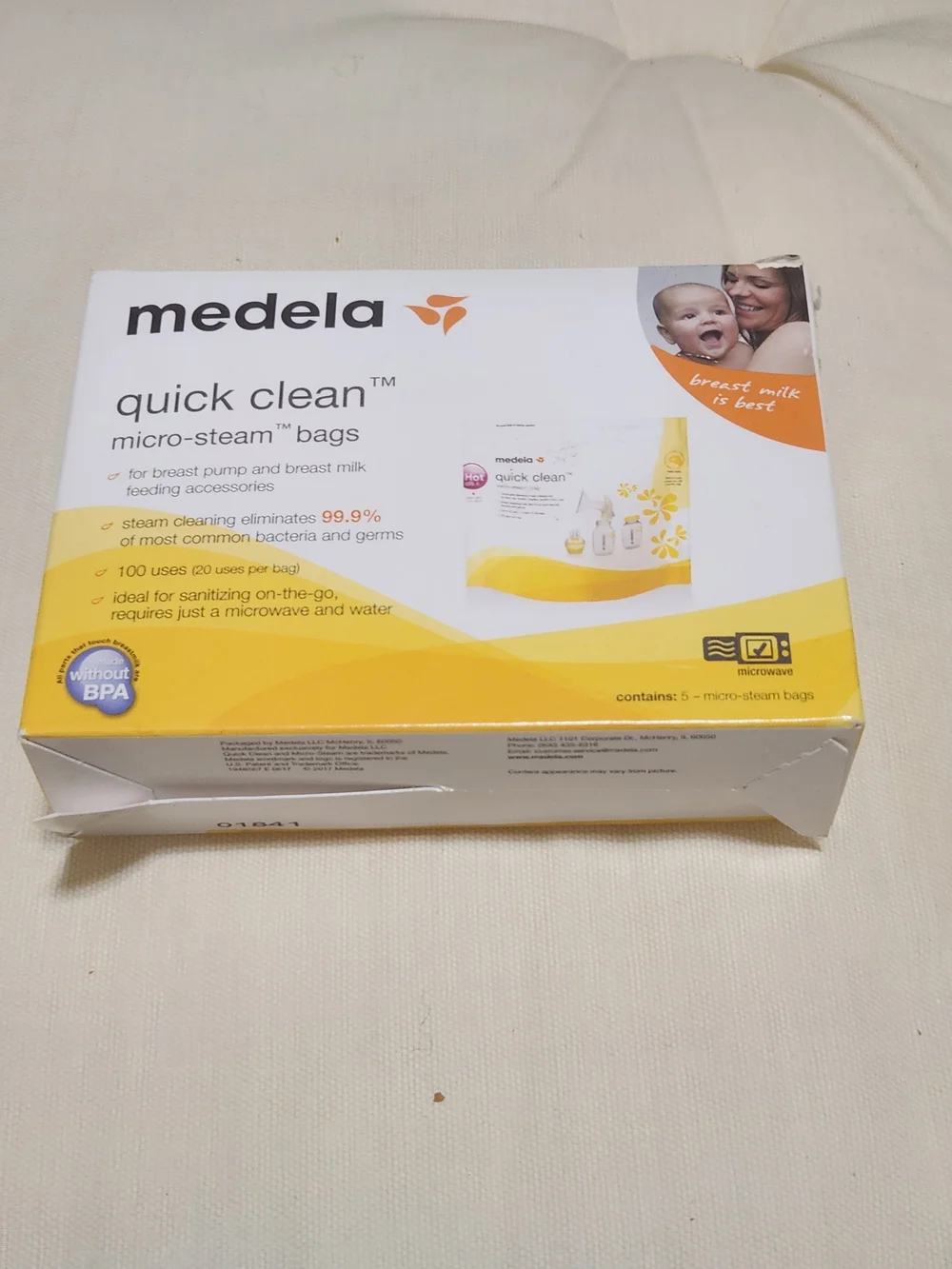 Medela Quick Clean Micro-Steam Bags - White & Yellow Packaging